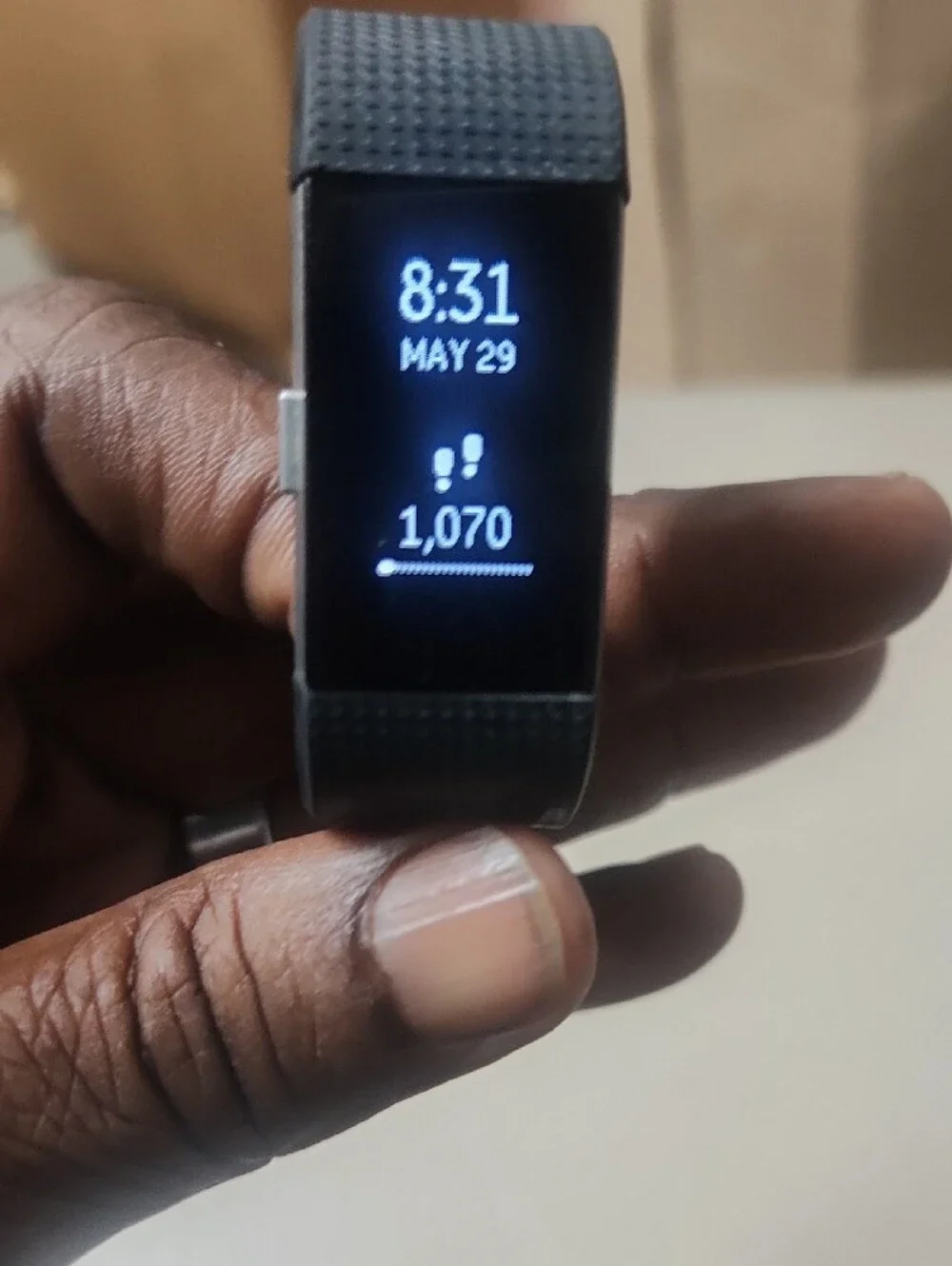 Black Fitness Smartwatch with Textured Silicone Band